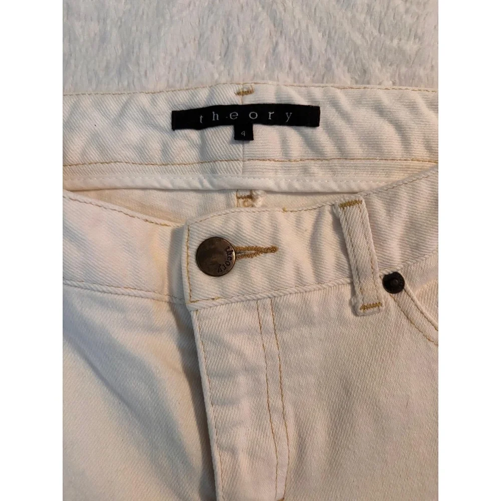Theory Women's White Wide Leg Boot-Cut Jeans